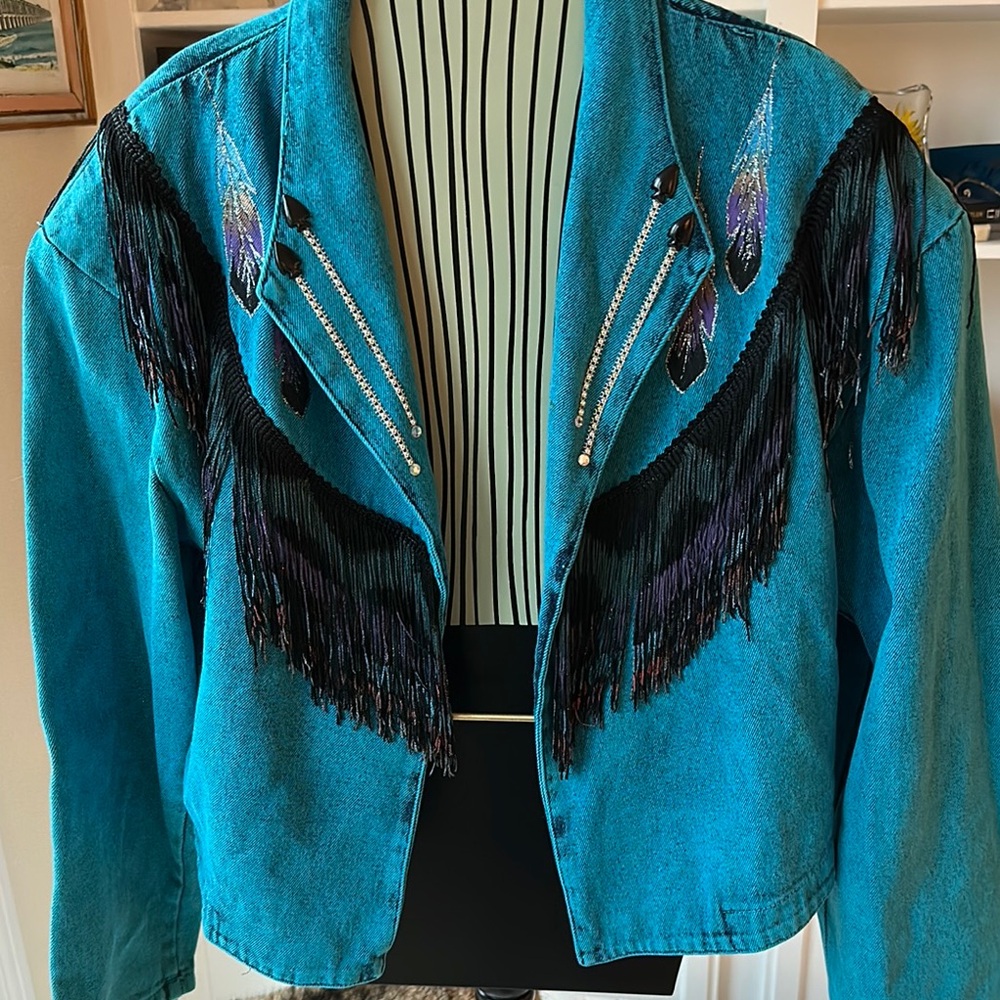 Wanted By Beads Beautiful, fabulous turquoise western jacket from the 90s.